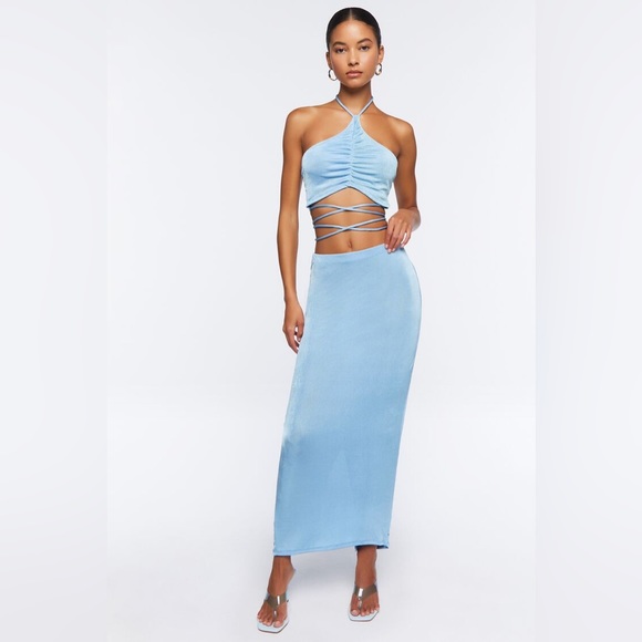 Slinky Halter Top & Maxi Skirt Set - Picture 8 of 11
